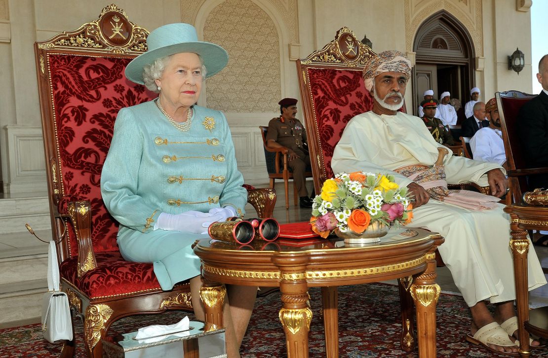 Queen Elizabeth II and Qaboos in Oman in 2010.