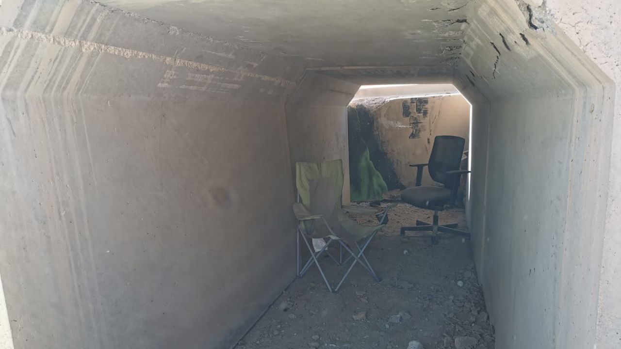A bunker at Al-Asad air base where US personnel sheltered.