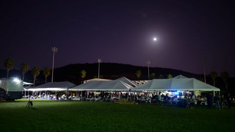 A baseball stadium in Guayanilla is serving as an outdoor shelter for hundreds of people.