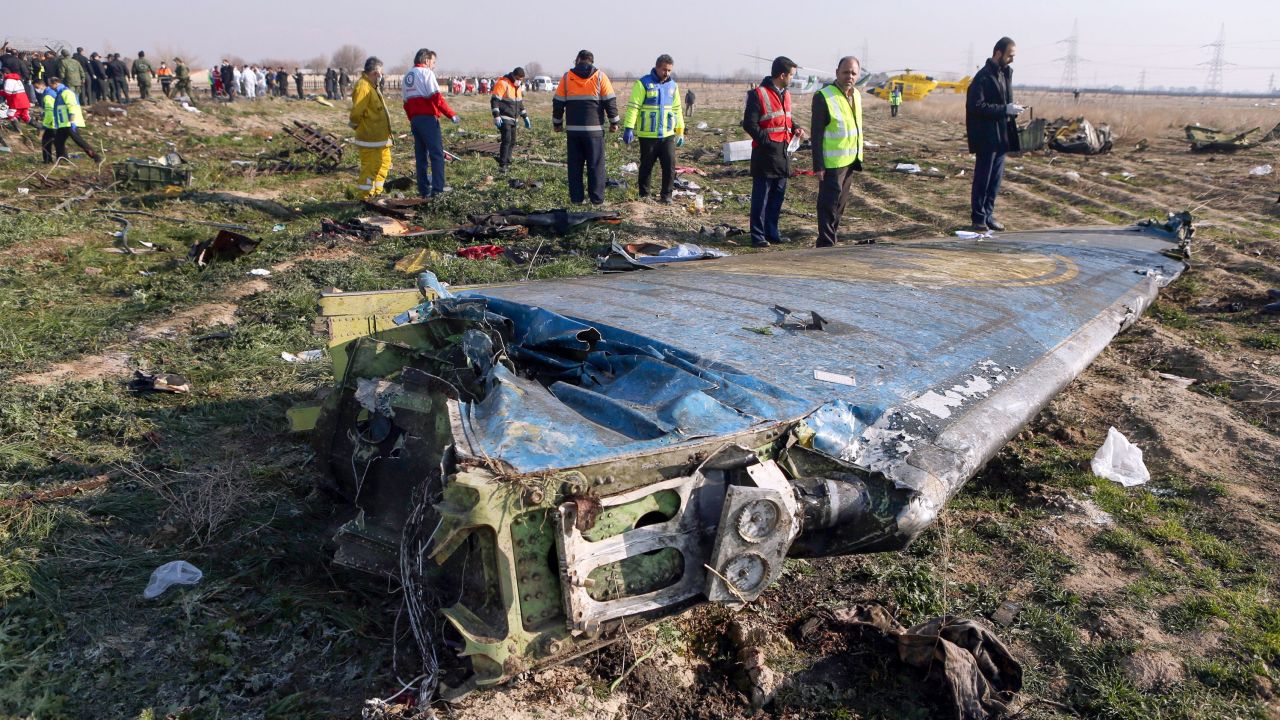 The site of the Ukrainian airliner crash near Tehran in January 2020.