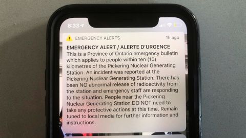 This emergency alert by the Canadian province of Ontario about a nuclear power plant incident was "sent in error."