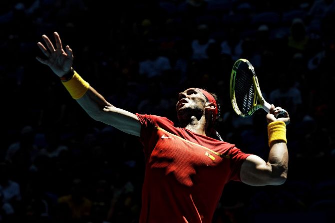Spain's Rafael Nadal reaches to return against Japan's Yoshihito Nishioka during their ATP Cup tennis match in Perth, Australia, on Wednesday, January 8. Nadal won the match. <a href="index.php?page=&url=http%3A%2F%2Fwww.cnn.com%2F2020%2F01%2F05%2Fsport%2Fgallery%2Fwhat-a-shot-sports-0105%2Findex.html" target="_blank">See 26 more amazing sports photos</a>