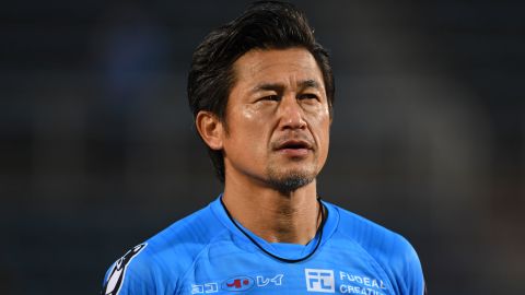 Kazuyoshi Miura during Yokohama FC's match again Sendai University in 2019.
