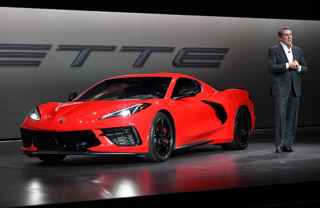 Mark Reuss, president of General Motors, presents the 2020 Chevrolet Corvette, with it's new mid-engined, in June. 