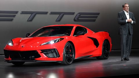 Mark Reuss, president of General Motors, presents the 2020 Chevrolet Corvette, with it's new mid-engined, in June. 