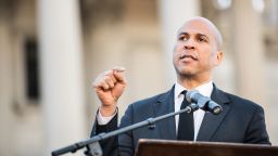 Sen. Cory Booker (D-NJ) addresses the crowd during the annual Martin Luther King Jr. Day at the Dome event on January 21, 2019 in Columbia, South Carolina. The event has become a regular stop for presidential candidates.