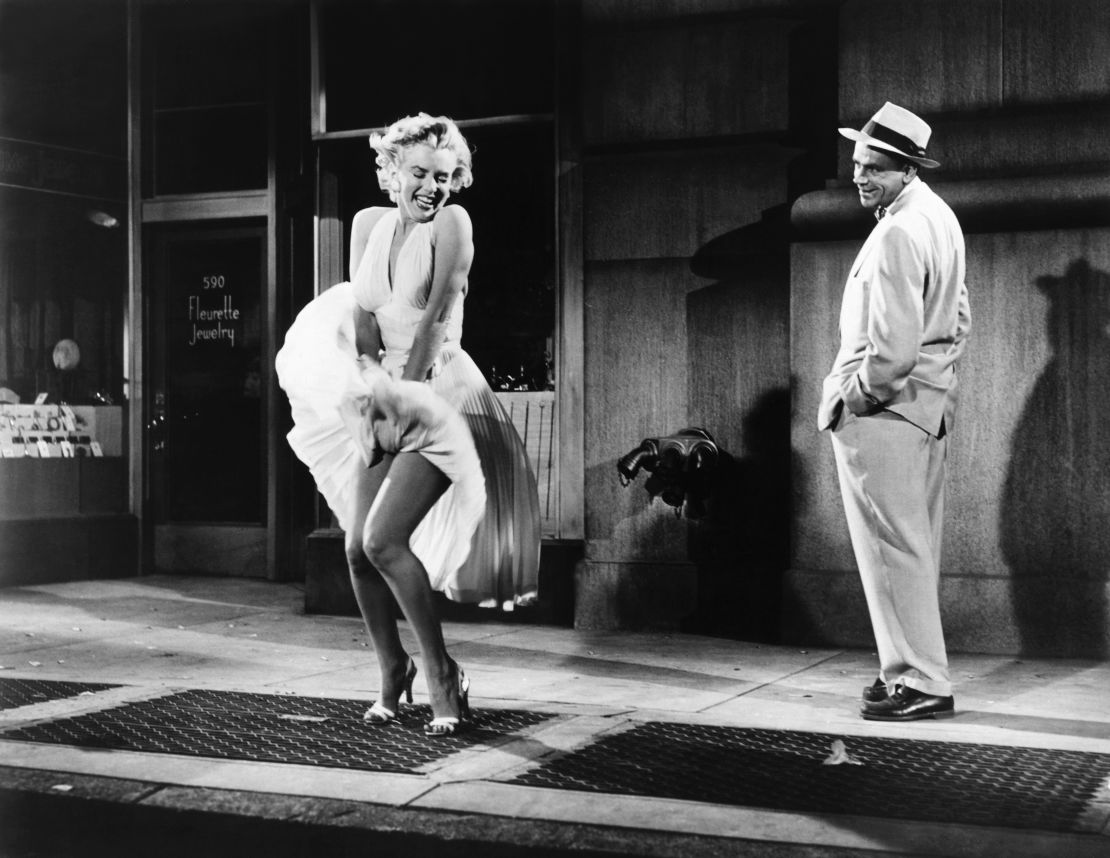 Actress Marilyn Monroe and actor Tom Ewell on the set of "The Seven Year Itch."
