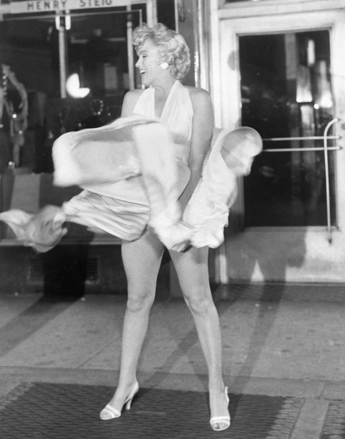 Marilyn Monroe, photographed wearing her famous white dress for "The Seven Year Itch."