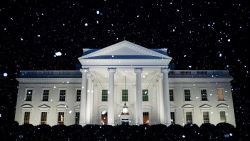In this official White House photo, the North Portico of the White House is seen during a snow flurry Tuesday afternoon, January 7, 2020, in a mix of snow and rainy weather in Washington.
