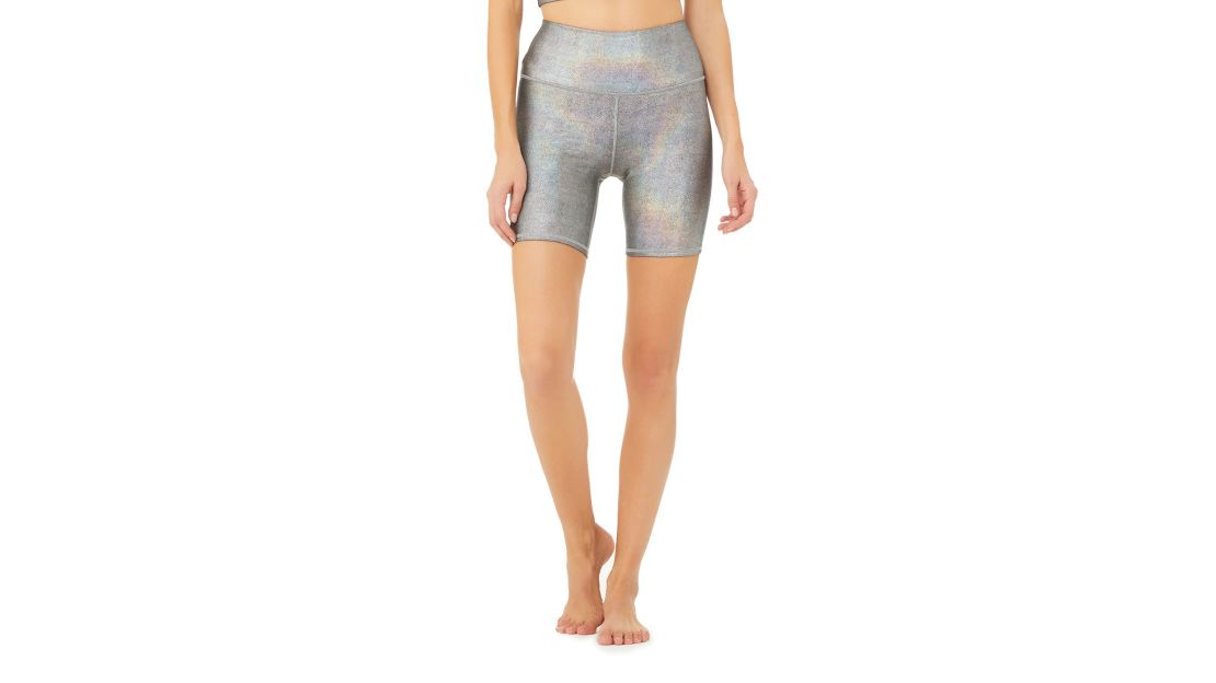 underscored activewear alo meatllic shorts