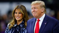 NEW ORLEANS, LOUISIANA - JANUARY 13: (L-R) First Lady Melania Trump and U.S. President Donald Trump smile prior to the College Football Playoff National Championship game between the Clemson Tigers and the LSU Tigers at Mercedes Benz Superdome on January 13, 2020 in New Orleans, Louisiana. (Photo by Kevin C. Cox/Getty Images)