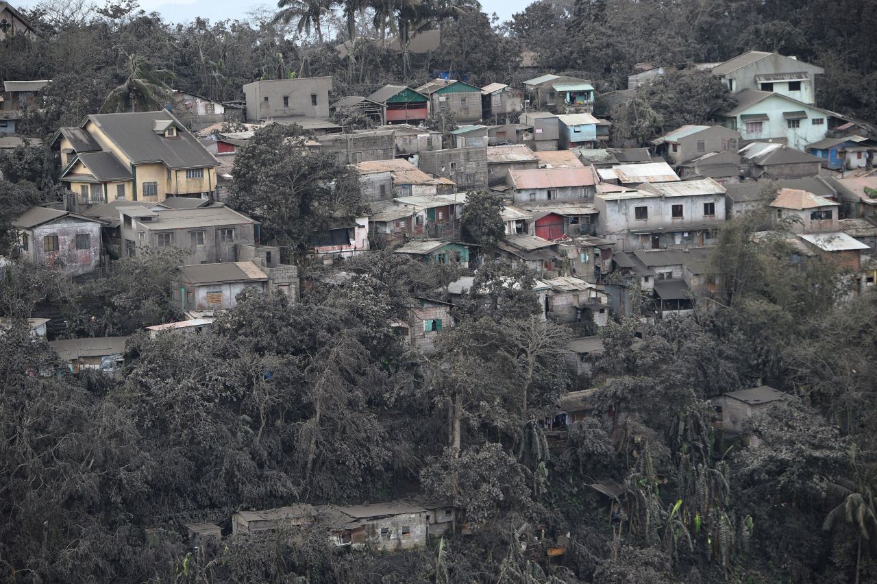 Ash coats the roofs of homes in Tagaytay on January 14.