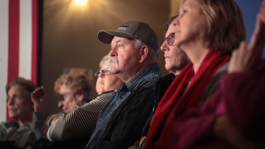 OTTUMWA, IOWA - DECEMBER 21: Guests listen as Democratic presidential candidate former vice president Joe Biden speaks during a campaign stop at the Hotel Ottumwa on December 21, 2019 in Ottumwa, Iowa. The 2020 Iowa Democratic caucuses will take place on February 3, 2020, making it the first nominating contest for the Democratic Party in choosing their presidential candidate to face Donald Trump in the 2020 election. (Photo by Scott Olson/Getty Images)