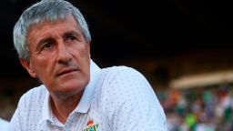 JEREZ DE LA FRONTERA, SPAIN - JULY 28:  Quique Setien of Real Betis Balompie looks on during the Preseason match between Real Betis and Lille OSC at Estadio Chapin on July 28, 2018 in Jerez de la Frontera, .  (Photo by Aitor Alcalde/Getty Images)