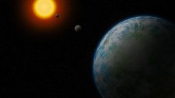An artist's concept of GJ180d, which is the nearest temperate super-Earth to us that is not tidally locked to its star, making it more likely to be able to host and sustain life. CREDIT Illustration is by Robin Dienel, courtesy of the Carnegie Institution for Science.