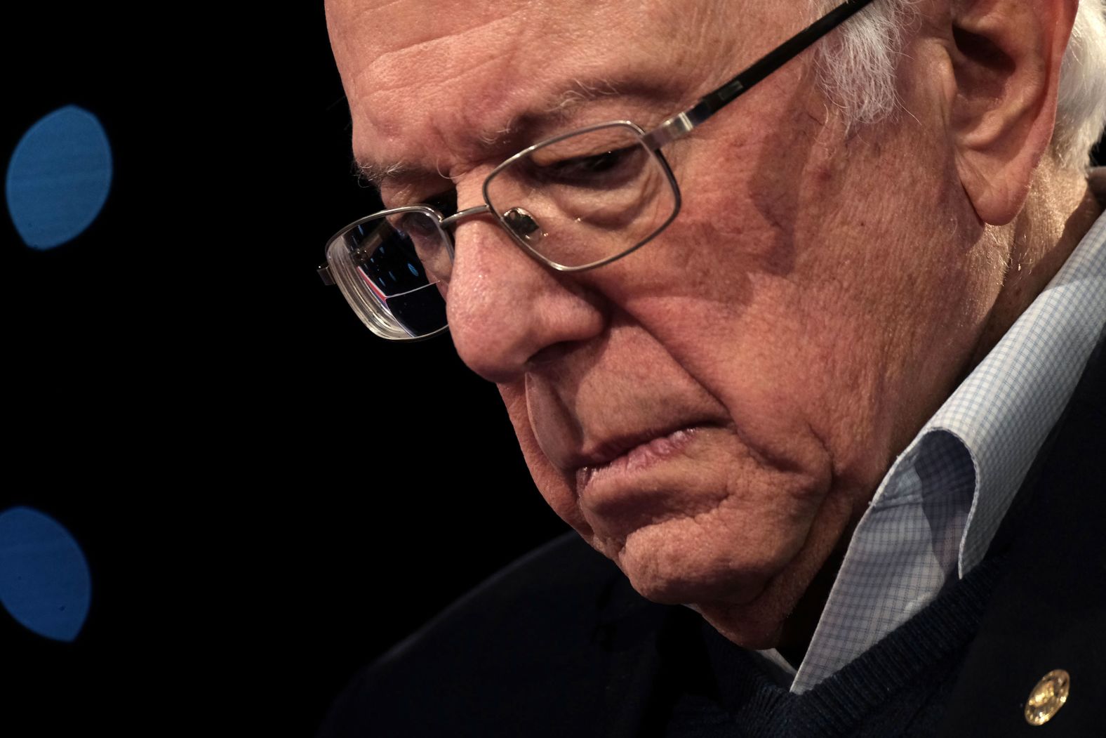 Sanders participates in a debate walkthrough before the event.