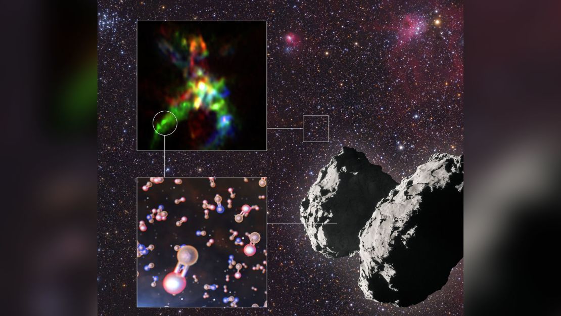 An image showing the journey of phosphorus from star-forming regions to comets.