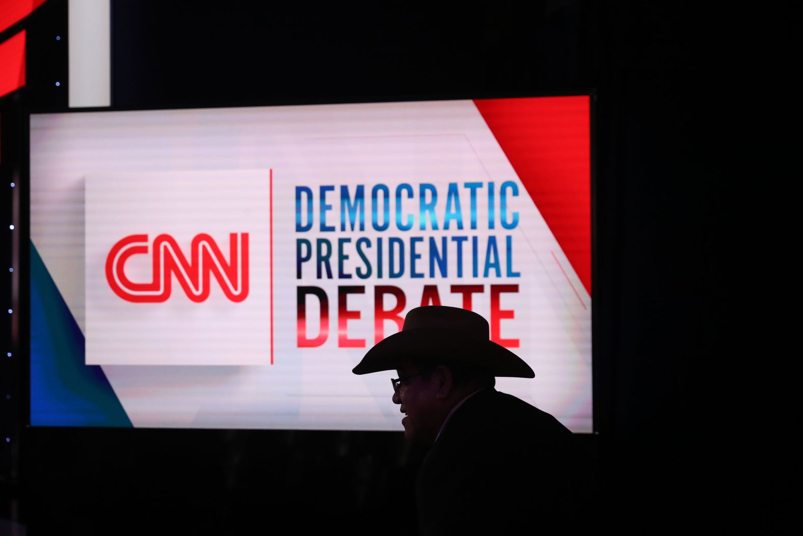 Harold C. Frazier, chairman of the Cheyenne River Sioux Tribe in Eagle Butte, South Dakota, attends the debate.