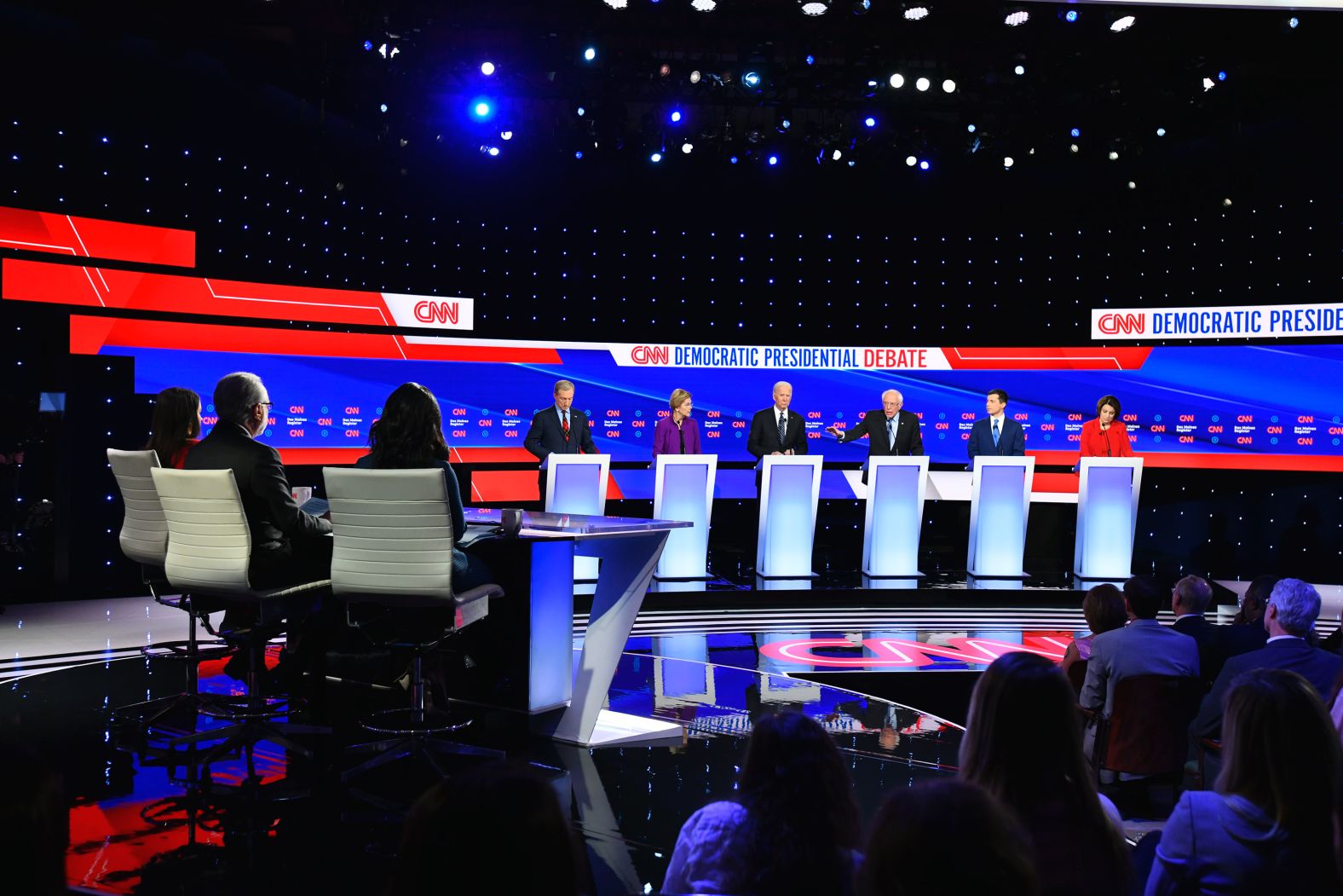 The debate — the seventh of the campaign season — took place on the campus of Drake University.
