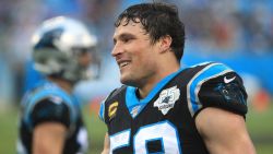 CHARLOTTE, NORTH CAROLINA - DECEMBER 29: Luke Kuechly #59 of the Carolina Panthers watchers on during their game against the New Orleans Saints at Bank of America Stadium on December 29, 2019 in Charlotte, North Carolina. (Photo by Streeter Lecka/Getty Images)