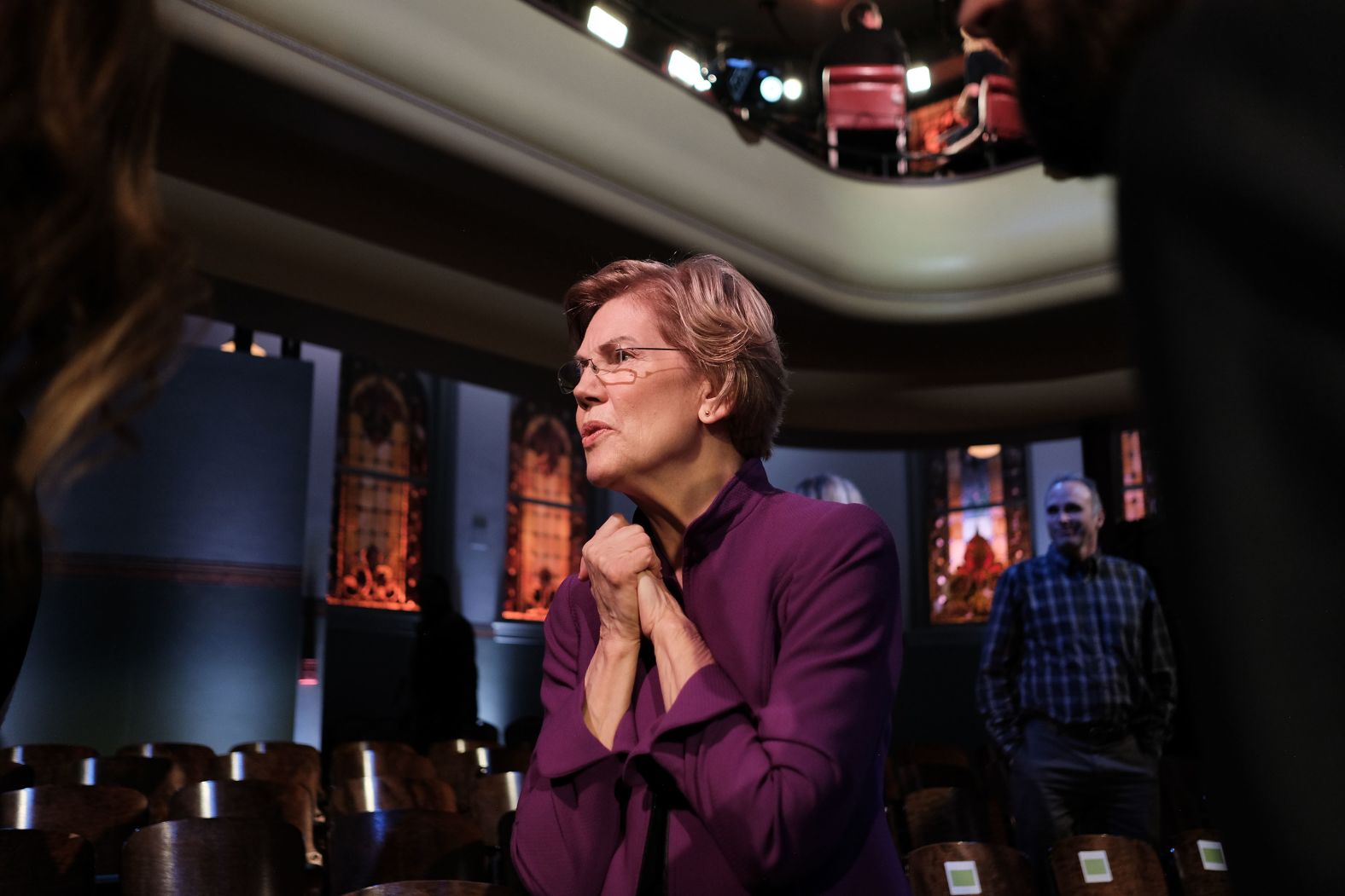 Warren is seen after the debate.