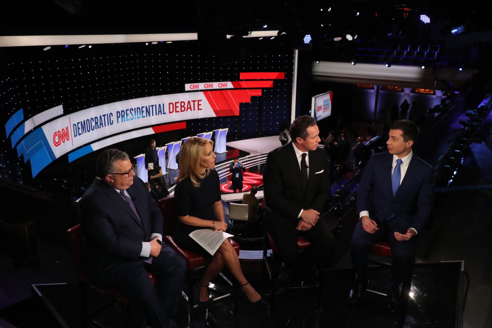 Buttigieg is interviewed by CNN after the debate.