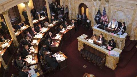 The New Jersey Senate conducting business on January 13, 2020 -- the day lawmakers agreed to table a vote on legislation to eliminate most religious exemptions for vaccines.