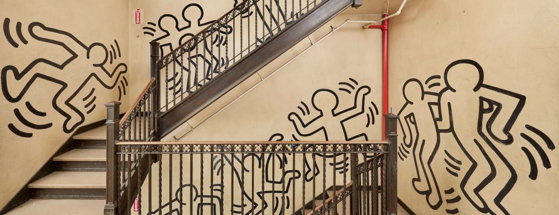 "Untitled (The Church of the Ascension Grace House Mural)" (ca. 1983--84) by Keith Haring.
