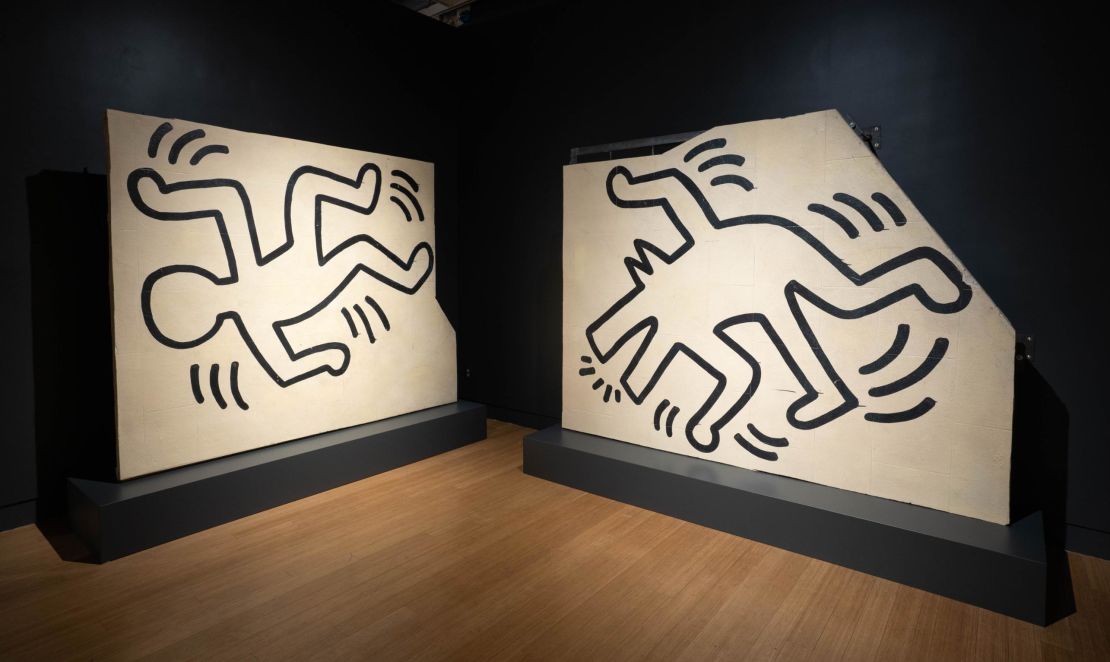 Installation view of "Untitled (The Church of the Ascension Grace House Mural)" (ca. 1983--84) by Keith Haring.