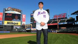 NEW YORK, NY - NOVEMBER 04: Carlos Beltran poses for pictures after being introduced as the next manager of the New York Mets during a press conference at Citi Field on November 4, 2019 in New York City. (Photo by Rich Schultz/Getty Images)
