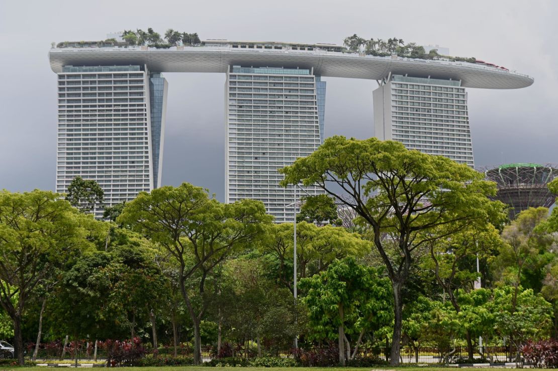 The Marina Bay Sands hotel, Singapore, complete with audacious cantilever roof. 
