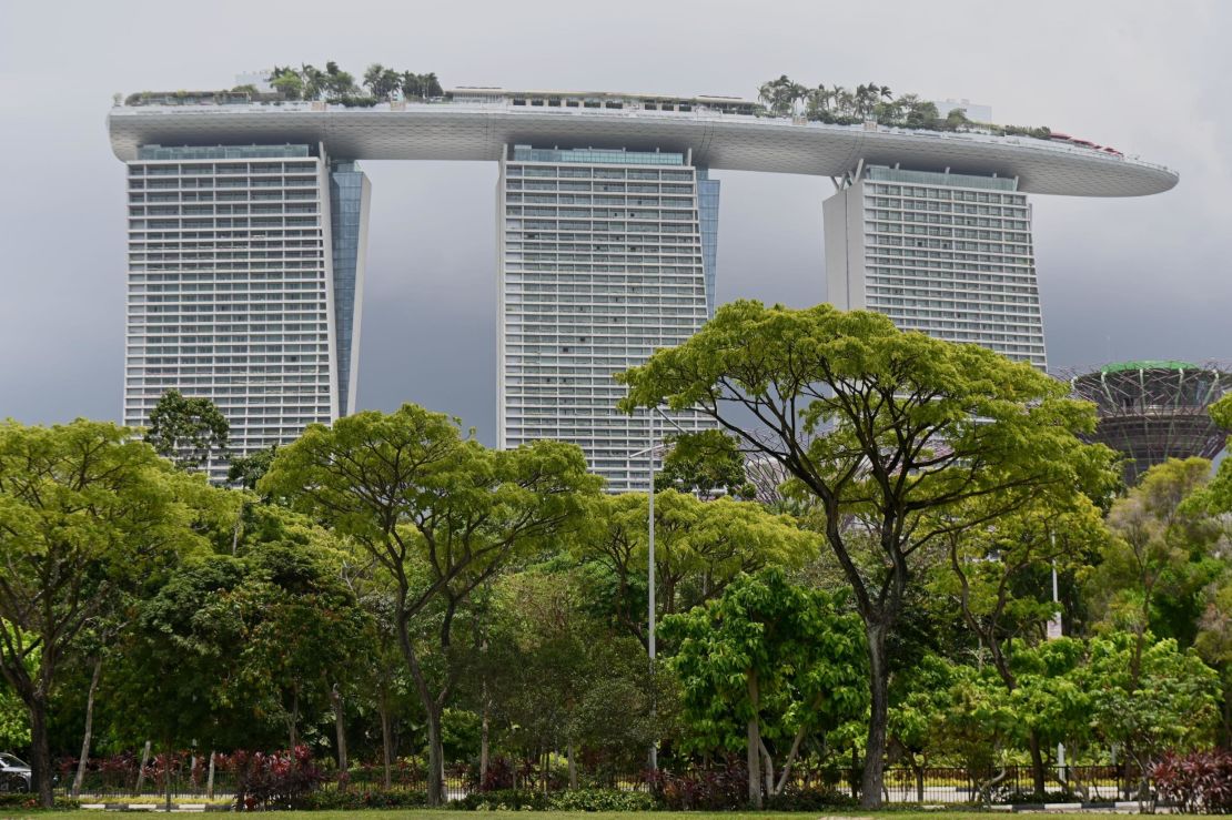 The Marina Bay Sands hotel, Singapore, complete with audacious cantilever roof.