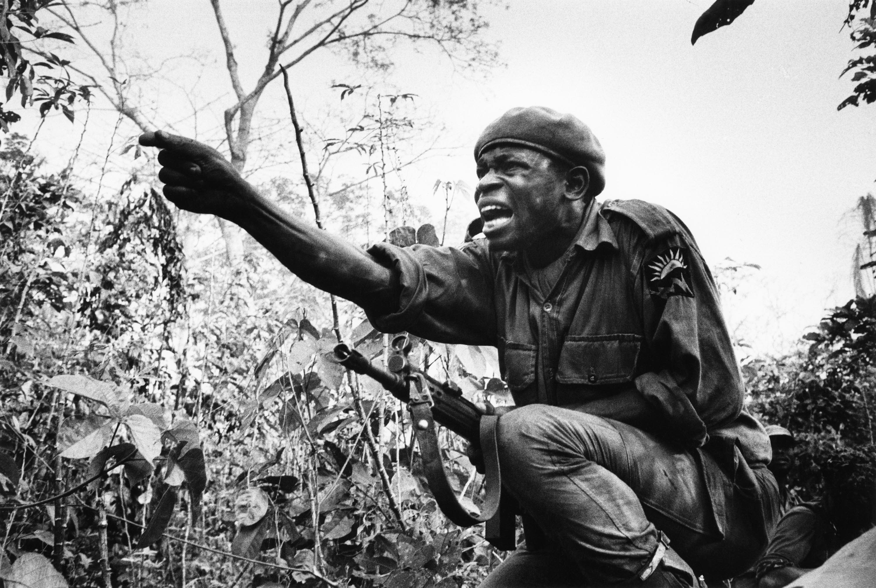 A young officer orders an attack during the Biafra conflict in Nigeria in 1969.