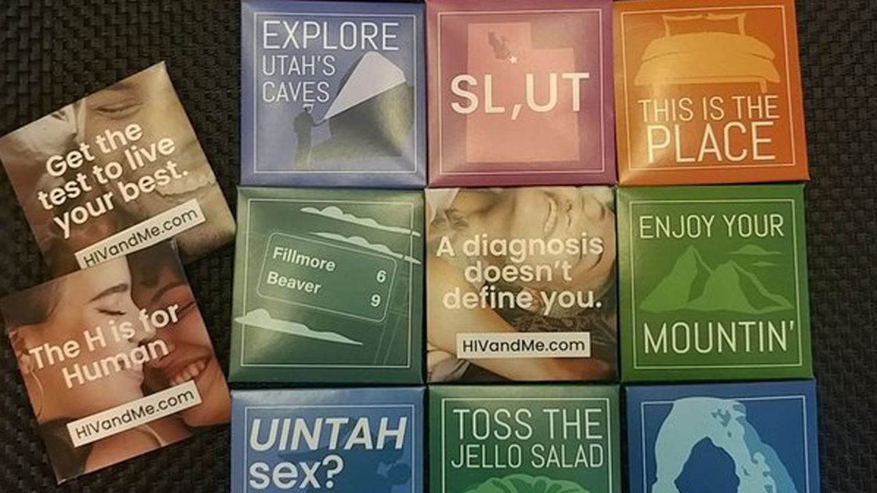 State health officials are distributing Utah-themed condoms statewide as part of an HIV awareness campaign.

