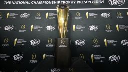 NEW ORLEANS, LOUISIANA - JANUARY 11: A general view of the National Championship Trophy during media day for the College Football Playoff National Championshipon January 11, 2020 in New Orleans, Louisiana. (Photo by Chris Graythen/Getty Images)