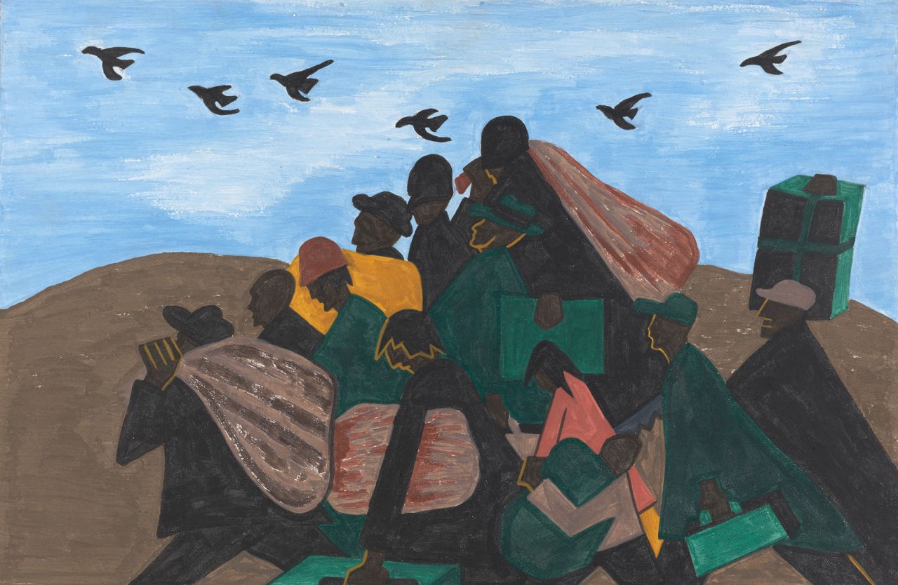 A work from Jacob Lawrence's "The Migration" series (1940-1941). 