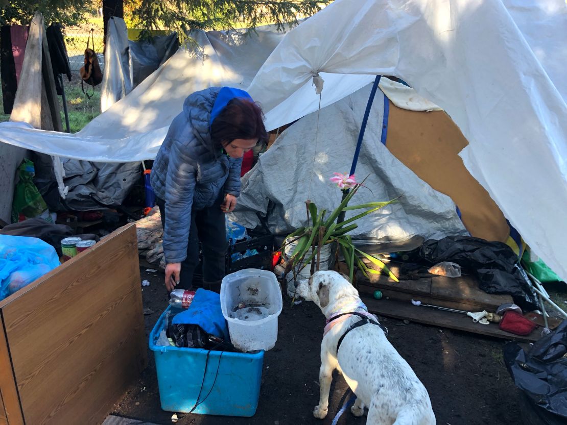 Nicky Edwards, 30, came to California from Nebraska and became homeless last year.