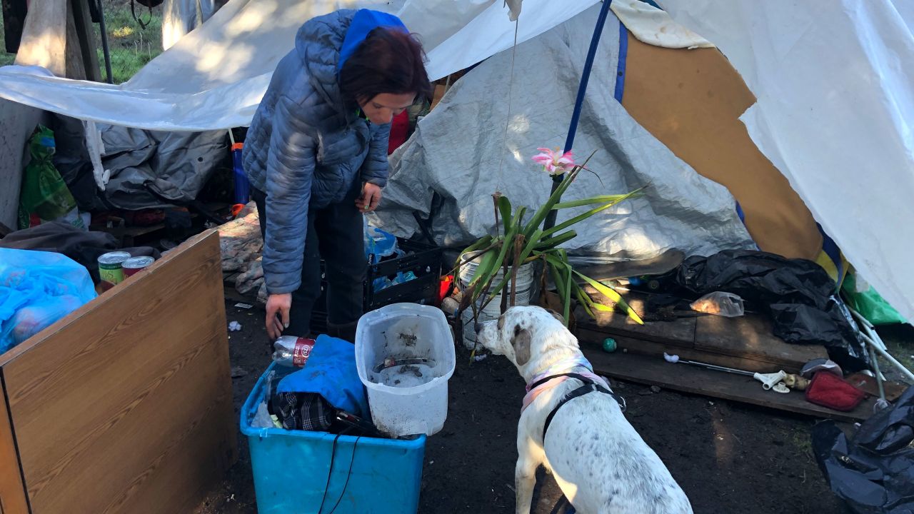 Nicky Edwards, 30, came to California from Nebraska and became homeless last year.