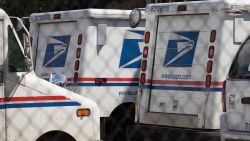 CHICAGO, ILLINOIS - AUGUST 15: United States Postal Service (USPS) trucks are parked at a postal facility on August 15, 2019 in Chicago, Illinois. In its recent quarterly statement the USPS reported a loss of nearly $2.3 billion and a 3.2 percent decline in package deliveries, the first decline in nearly a decade.  (Photo by Scott Olson/Getty Images)