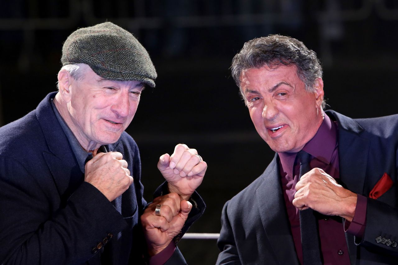 De Niro and Sylvester Stallone attend the Rome premiere of their movie "Grudge Match" in 2014.