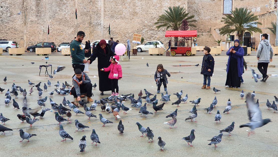 Residents in Martyrs Square in the capital Tripoli, controlled by the UN-recognised Government of National Accord (GNA) in January, 2020. 