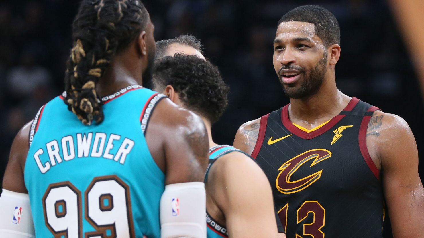 Cavaliers forward Tristan Thompson is called for a technical foul for smacking Memphis Grizzlies forward Jae Crowder's butt during the Cavaliers-Grizzlies game on Friday, January 17, 2020.