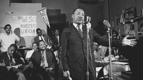 The Rev. Martin Luther King Jr. giving a speech in Chicago in 1966.  Clayton was one of the few confidants who saw his less serious side.