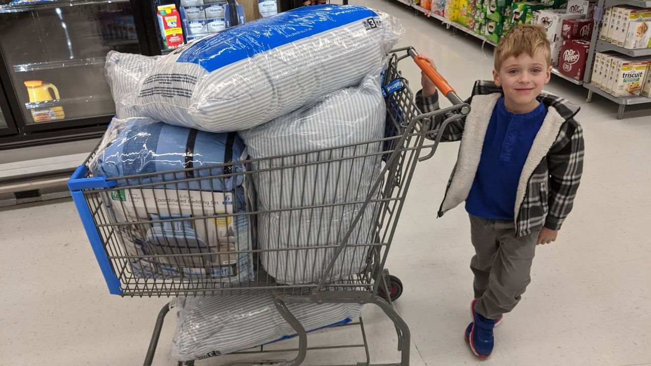 Since Tyler's birthday last fall, he has helped donate 125 pieces of bedding.