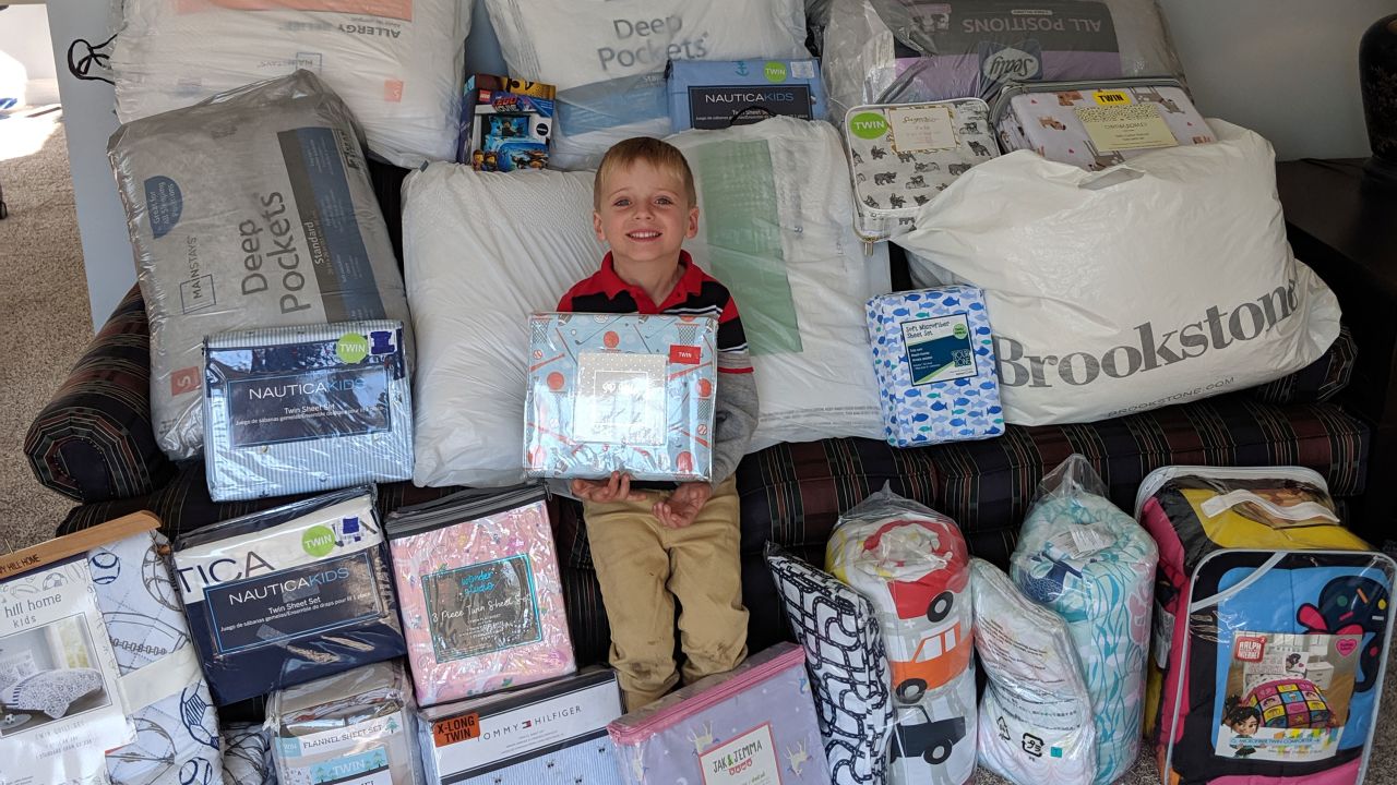 02 boy donates bedding birthday trnd