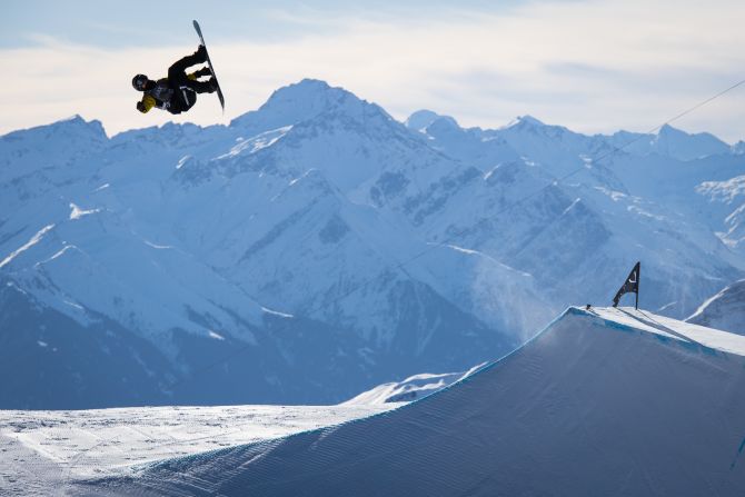 Sven Thorgren of Sweden competes during the final run of the snowboard slopestyle competition in Laax, Switzerland, on Friday, January 17.