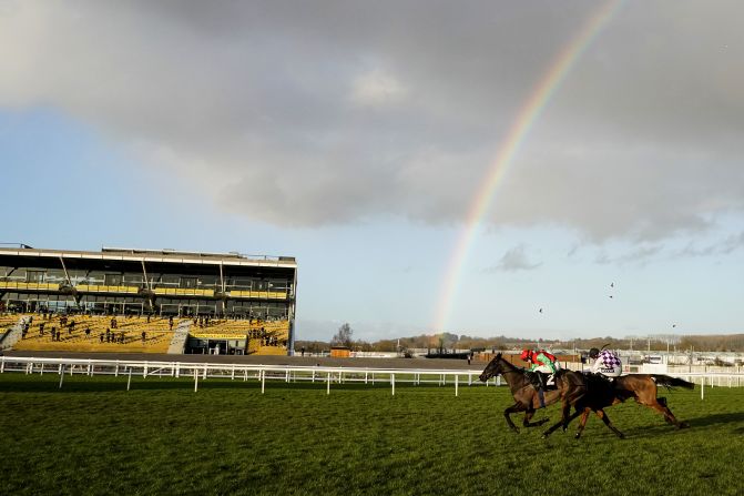 Jonjo O'Neill Jr. riding Django Django win the Corbiere Handicap Chase on Wednesday, January 15, in Newbury, England.