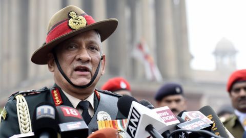 General Bipin Rawat said young children "as young as 10 and 12" were being radicalized in Kashmir. 