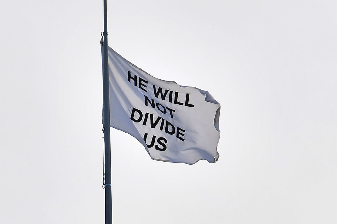 Anti-Trump flag created by Shia LaBeouf, artists Luke Turner and Nastja Sade Ronkko.