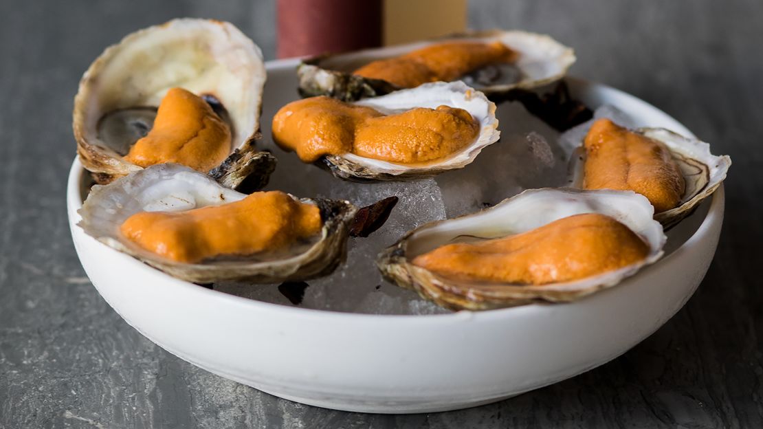 Erik Bruner-Yang's Oysters with Uni is all about brine on brine, according to chef Bruner-Yang.
